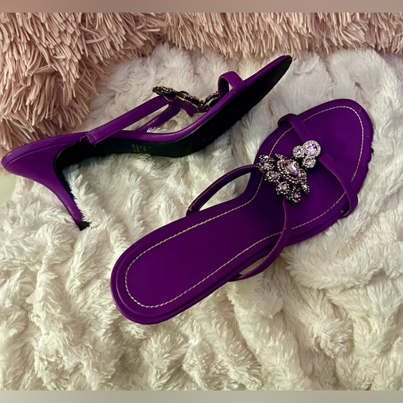 Jessica London Purple Crystal Heeled Sandals Size 11M RARE & HTF - Picture 11 of 16